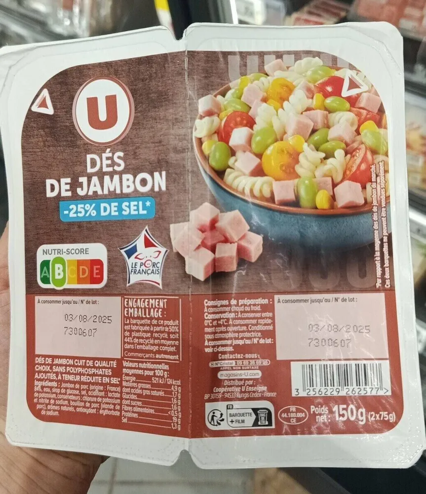Dés de jambon -25% de sel - 2x75g
