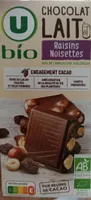 Chocolat au lait raisins secs noisettes entières, tablette 200g