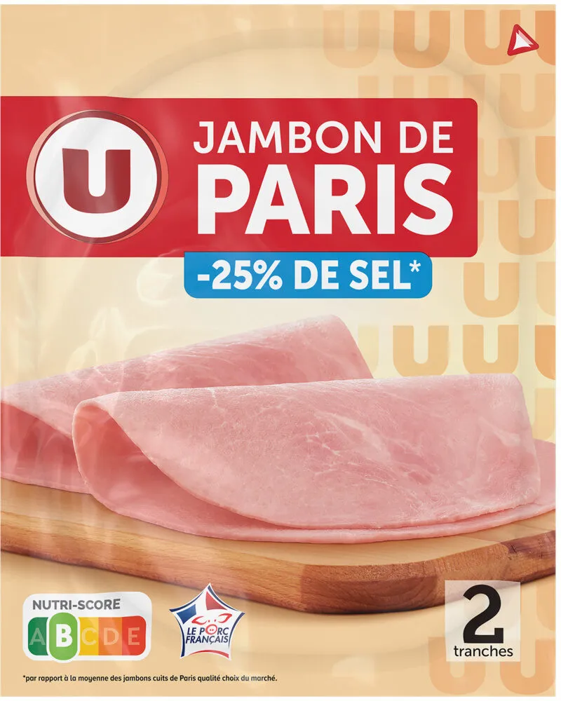 Jambon de Paris sans couenne -25% sel - x2 tranches, 70g