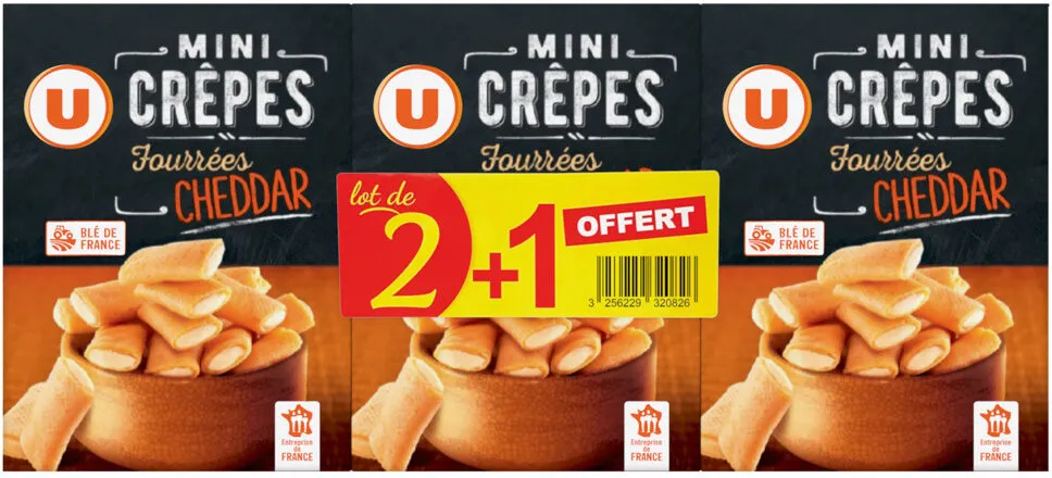 Mini crêpes fourrées à base de cheddar x2+1 offert 195g