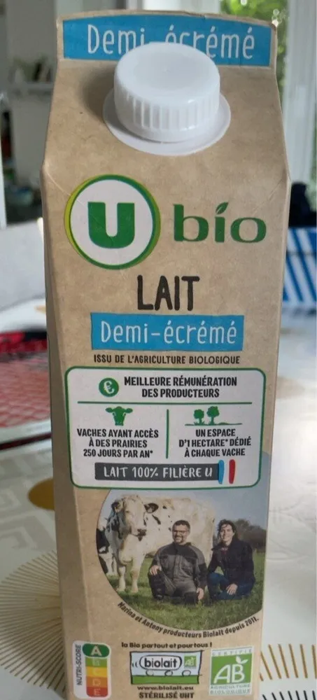 Lait UHT 1/2 écrémé - Brique 6x1L