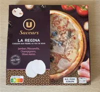 Pizza regina à base de jambon cuit champignons et olives 400g