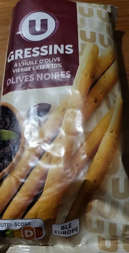 Gressins huile d'olive vierge extra et olives noires 125g