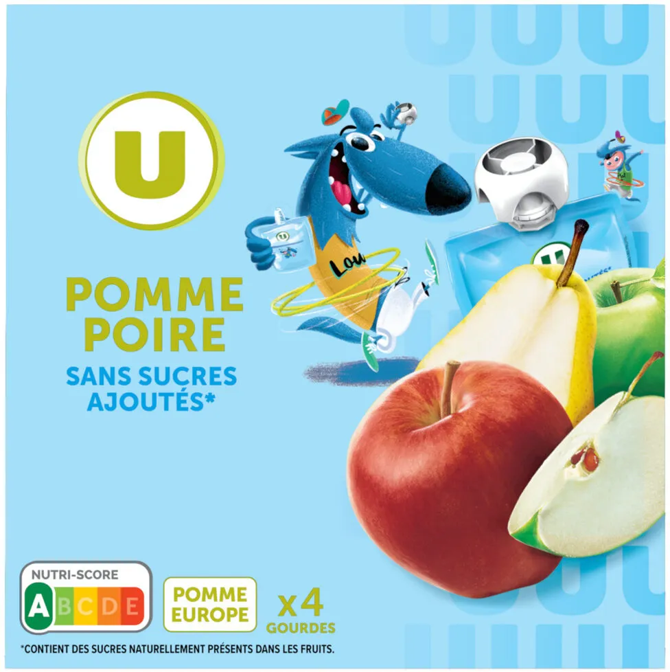 Dessert fruitier Gourdes compote pomme poire sans sucre ajouté - 4x90g