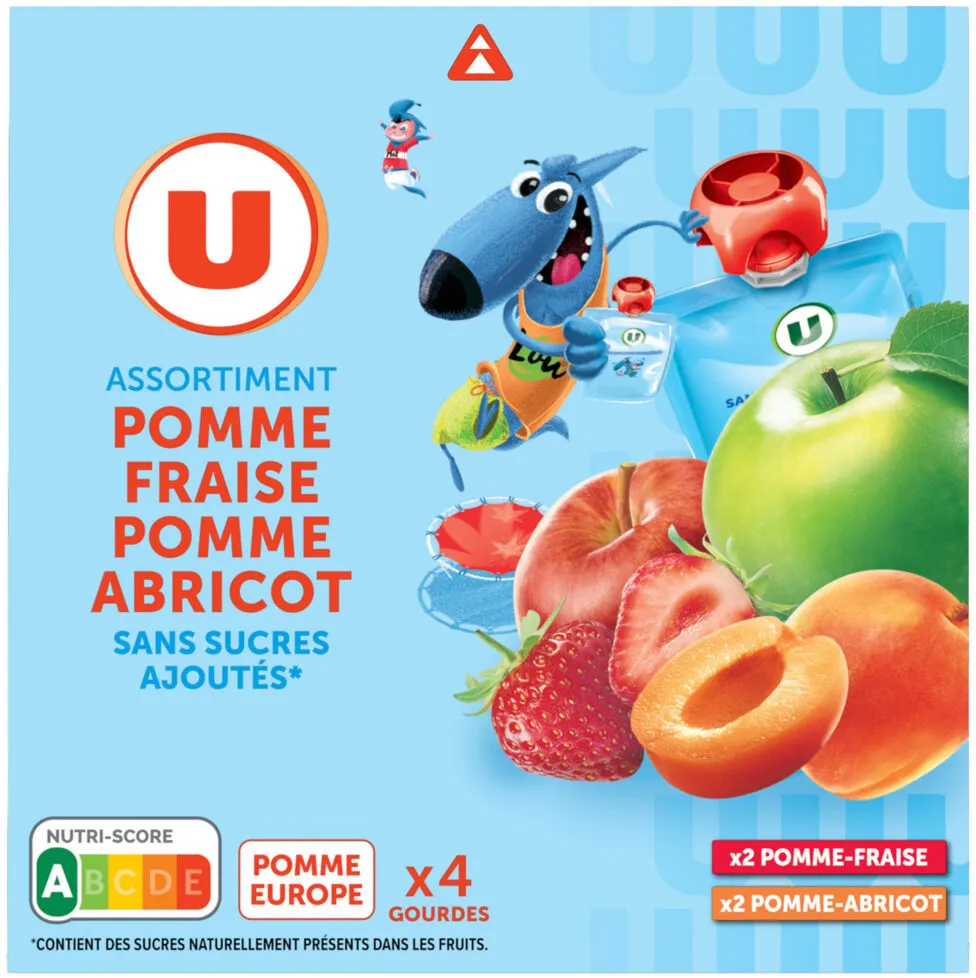 Dessert fruitier Gourdes compote 2xpomme fraise/2xpomme abricot ssa -4x90g