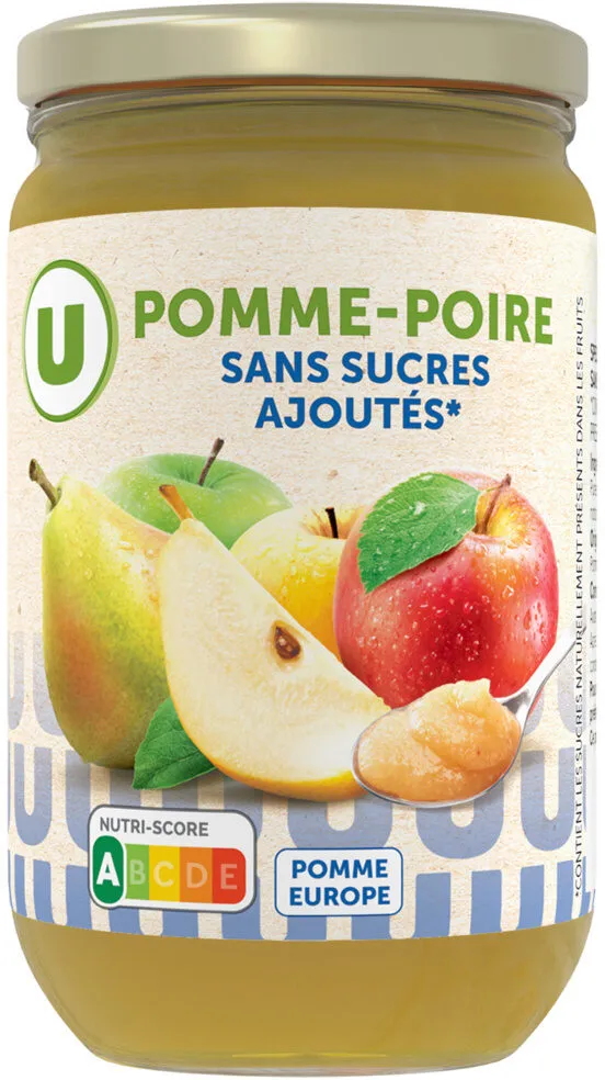 Purée de pomme poire sans sucre ajouté, bocal 680g