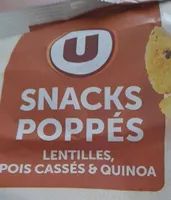Snacks poppés lentilles pois cassés et quinoa, sachet 70g