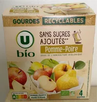 Dessert fruitier Purée de pomme et poire sans sucre ajouté 4 coupellesde 90g, 360g