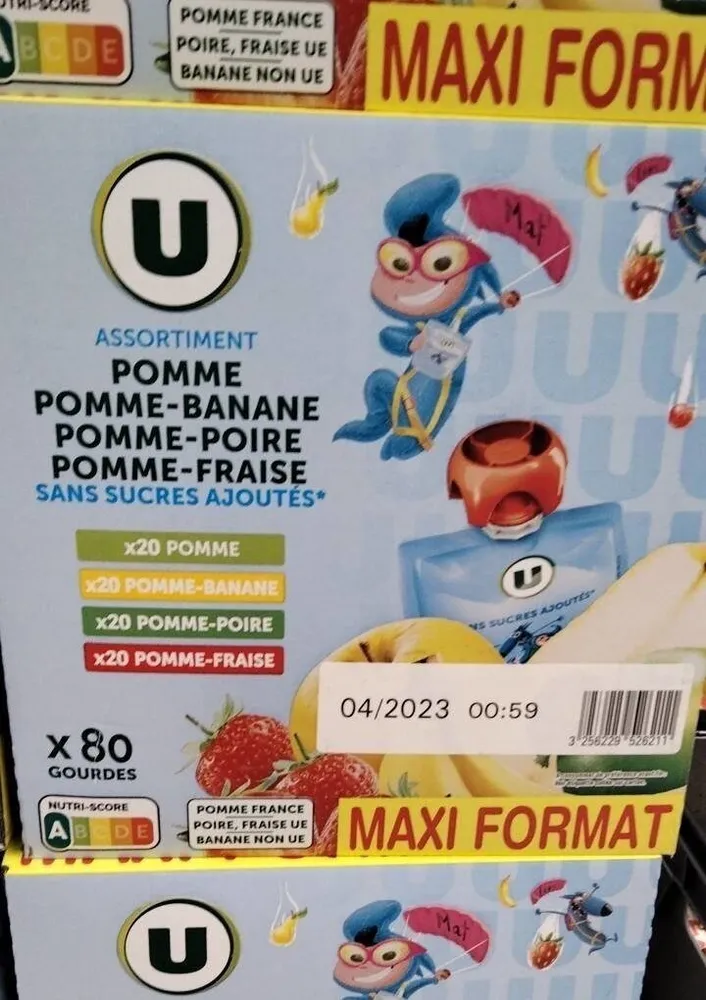 Compotes gourdes ss sucre ajoutés panaché 7200g