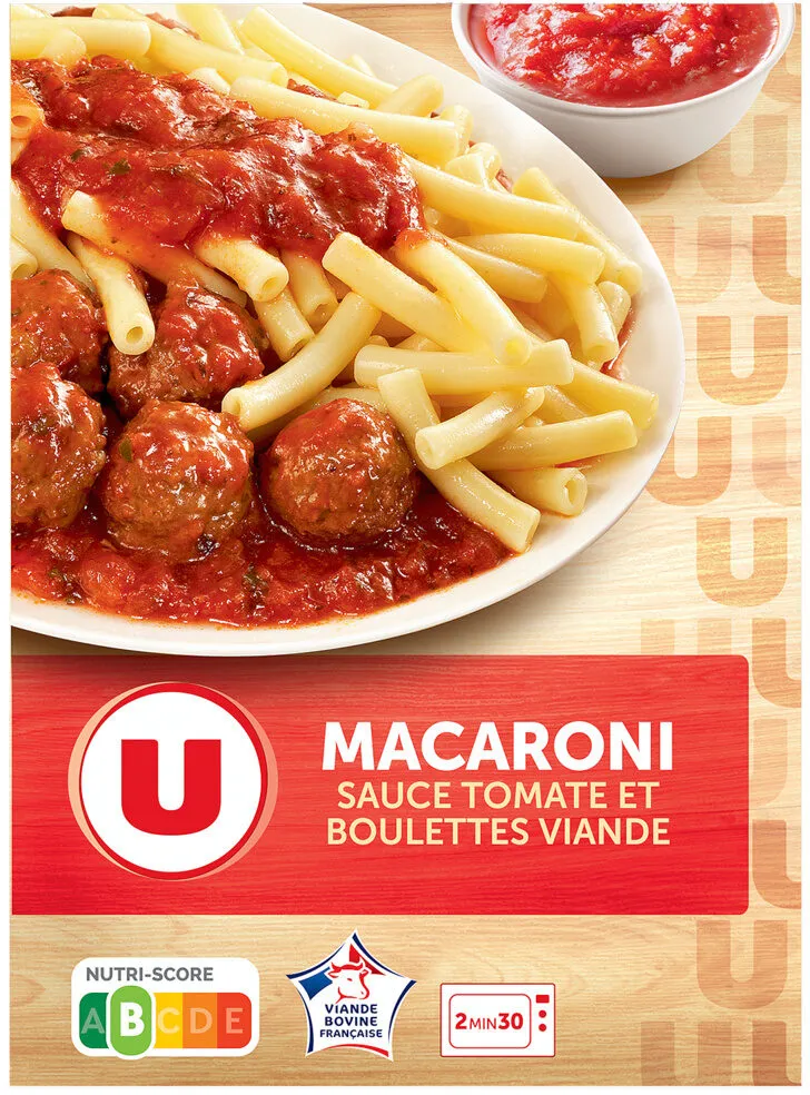 Plat cuisiné individuel Macaronis sauce tomate et boulette de viande 280g