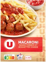 Plat cuisiné individuel Macaronis sauce tomate et boulette de viande 280g