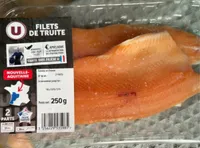 Filet de truite, Oncorhynchus Mykiss, élevée en France, 2 pièces, barquette, 250g