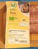 Saucisses de Toulouse bio, 3 pièces - Barquette 300g