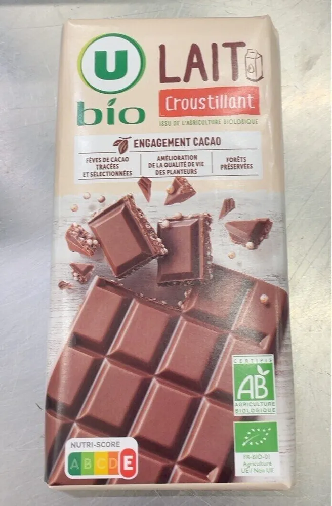 Tablette chocolat Lait Croustillant Bio