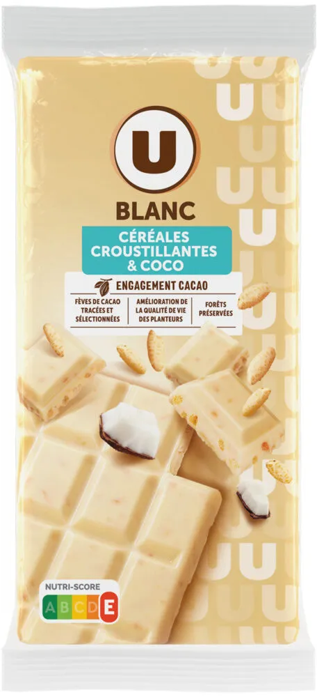 Chocolat blanc céréales croustillantes noix de coco - tablettes 2x100g