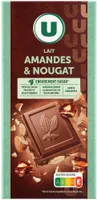 Chocolat au lait amandes et éclats de nougat au miel, - tablette 180g