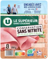 Jambon Supérieur sans couenne Conservation Sans Nitrite - x8 tranches,280g