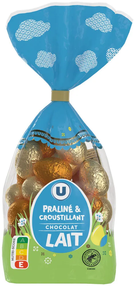 Sachet Assortiment petits oeufs chocolat lait praliné et croustillant- 450g
