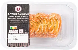 Rôti farci saumon noix St Jacques, transformé en France, barquette,450g