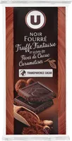 Chocolat noir fourré truffe/éclat.fève de cacao caram. - 2x150g