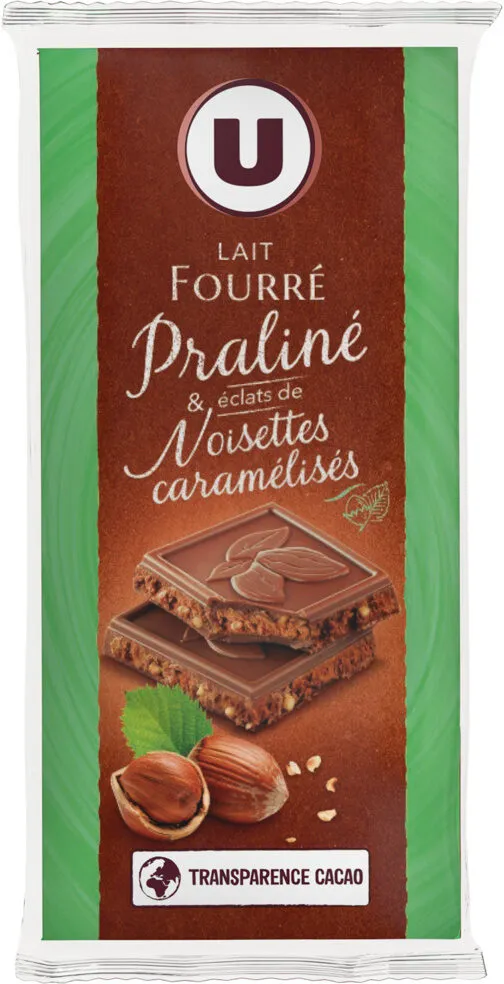 Chocolat lait fourré praliné éclats noisette caramélisée - 2x150g