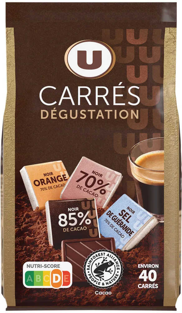 Chocolat carré dégustation 4 variétés, 200g