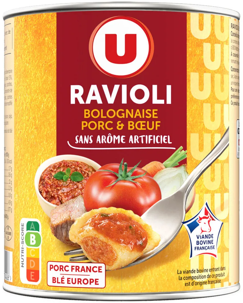 Ravioli bolognaise porc boeuf VBF, boîte 800g