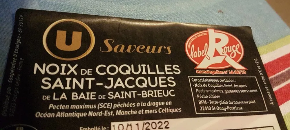 Noix de St Jacques, Label Rouge, pêchées en Atlantique Nord Est, barquette 1kg
