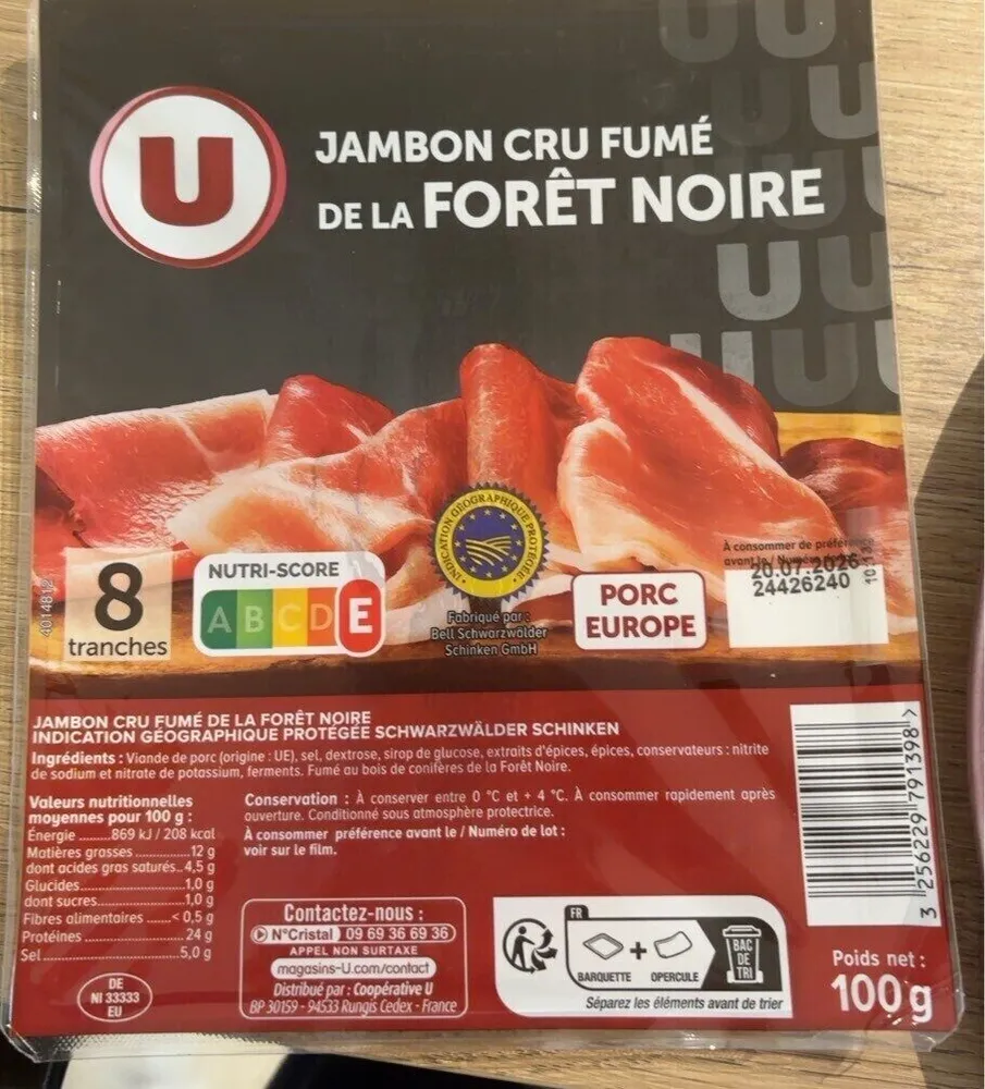 Jambon forêt noire IGP 8 tranches 100g