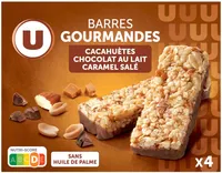 Barres de céréales gourmandes cacahuètes chocolat caramel, x4 - 140g