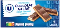Biscuits barre chocolat au lait fourrage lait, 125g
