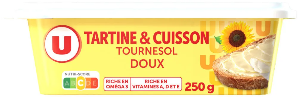Margarine allégée au tournesol 60%MG, barquette 250g
