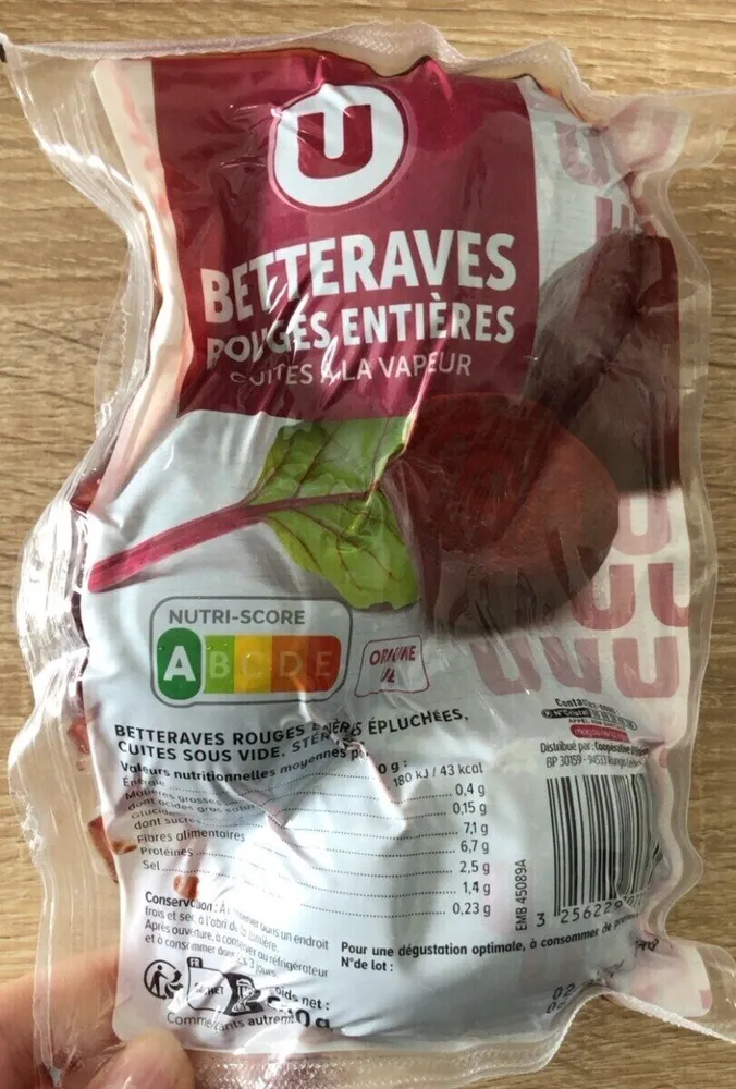 Betterave rouge épluchée et cuite - Sachet 500g
