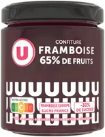 Confiture framboise 65% de fruits, 320g