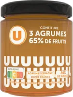 Confiture 3 agrumes 65% de fruits, 320g
