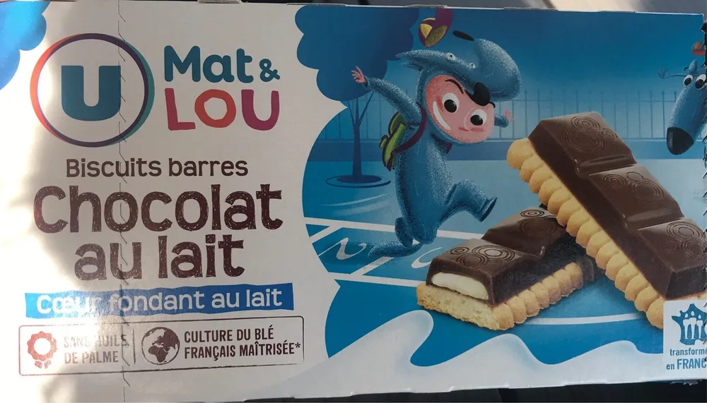 Biscuits barres chocolat au lait