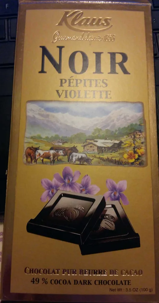 Chocolat noir pépites violette