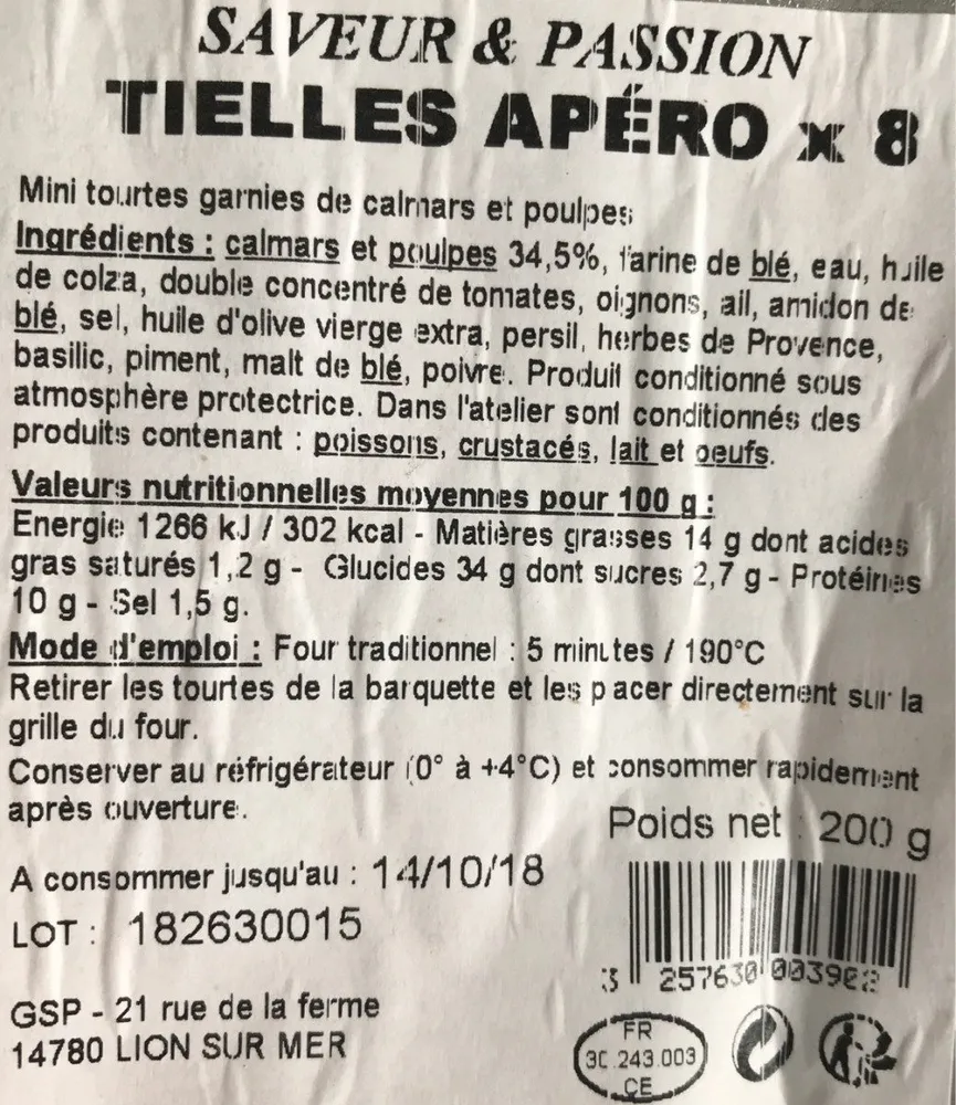 Tielles apero x8