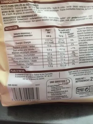 Pain Grillé Suédois Au Blé Complet, 225 Grammes, Marque Cora