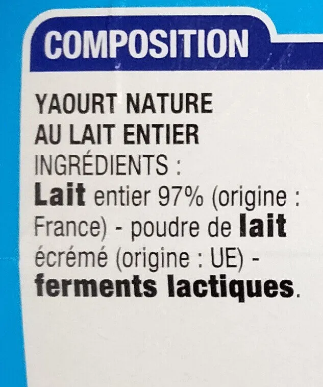 Yaourt Nature Au Lait Entier