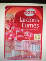 Lardons Fumés, 2 Fois 100 Grammes, Marque Cora