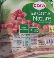 Lardons Nature, 2 Fois 100 Grammes, Marque Cora