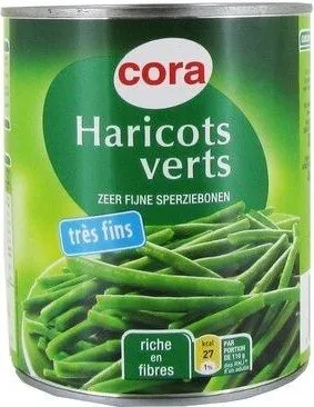 Haricots Verts Très Fins, 440 Grammes, Marque Cora