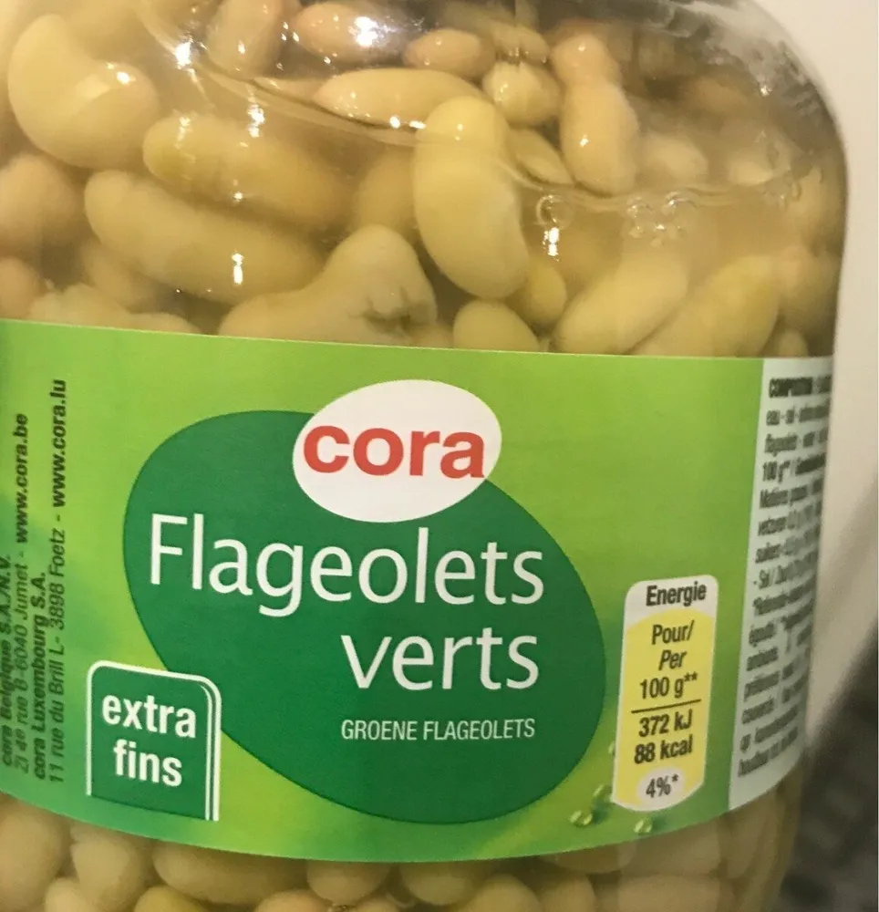 Flageolets Verts Extra Fins, Bocal De 420 Grammes, Marque Cora