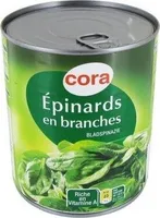 épinards En Branches, Boîte De 780 Grammes, Marque Cora