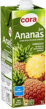 Jus D'ananas, Brique D'un Litre, Marque Cora