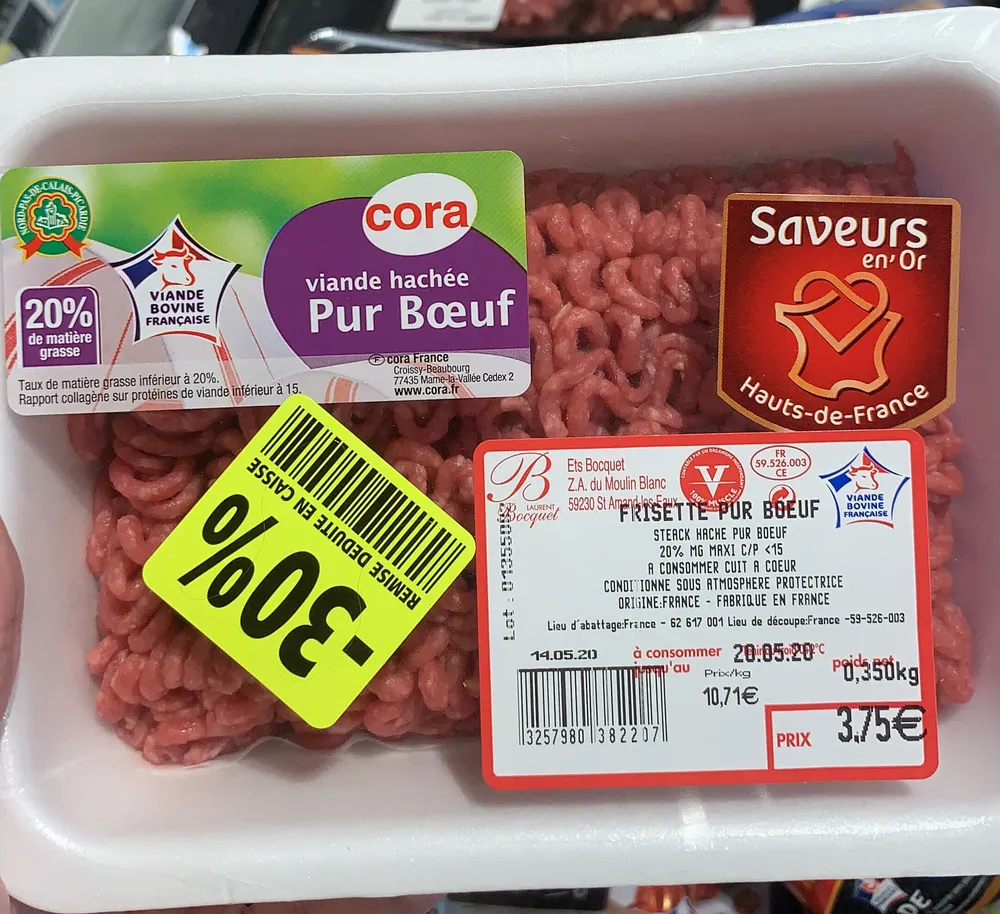Viande hachée Pur Boeuf (20% M.G.)