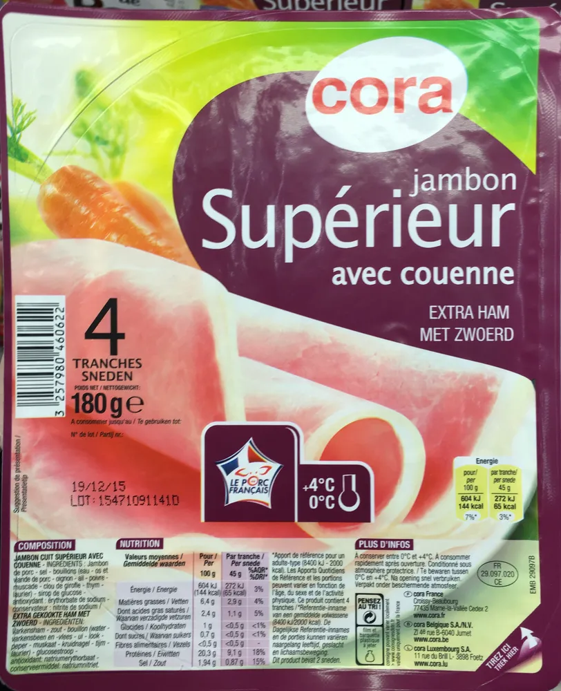 Jambon supérieur avec couenne