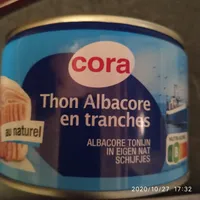 Tranche De Thon Albacore, 280 Grammes, Marque Cora