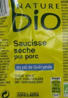 Saucisse sèche pur porc Bio, 200g